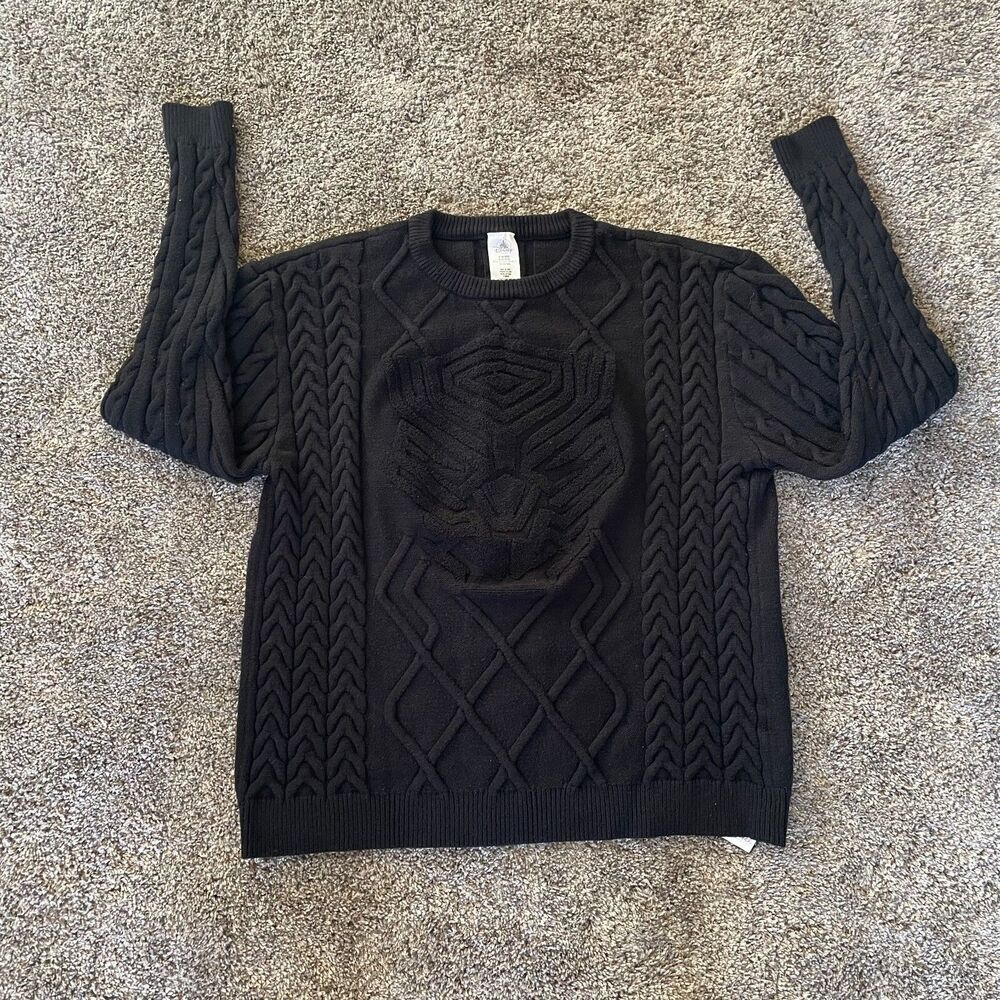 DISNEY MARVEL Avengers BLACK PANTHER Cable Knit Sweater Soft Pullover Sz 2XL